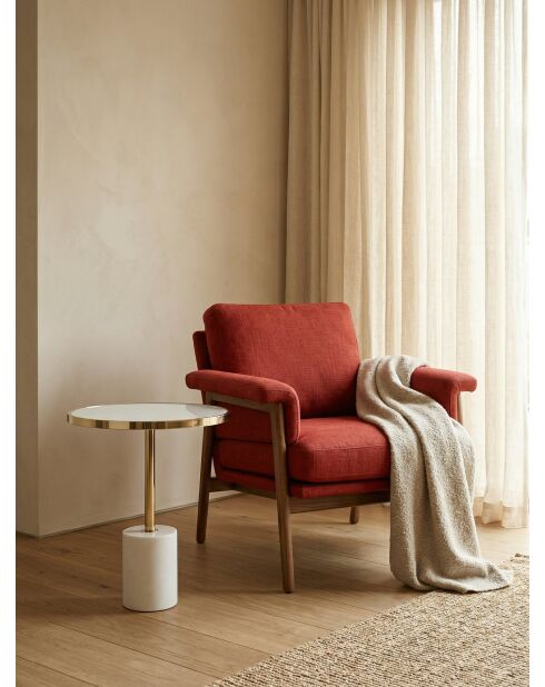 Sokkeltafel roestvrij staal marmer wit glas - 46x46x53 cm