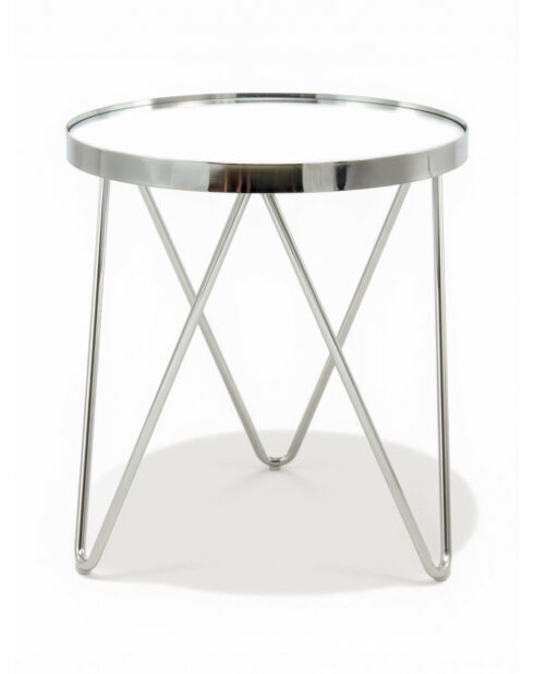Sokkeltafel met drie poten roestvrij staal zilveren spiegel - 46x46x62 cm