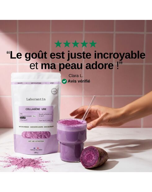 Collagen Ube-poeder - Schoonheids- en spijsverteringskuur 24 tot 48 doses - 1000 ml