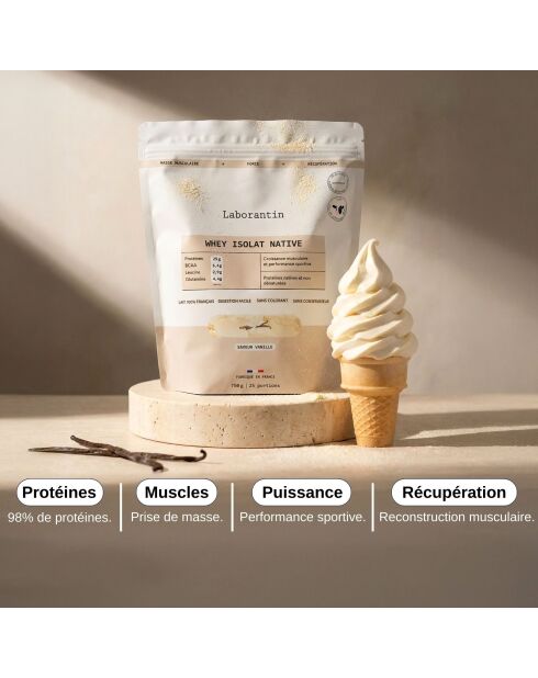 Native Protein Isolate Vanilla - Cura para el desarrollo muscular, 25 dosis, 3000 ml