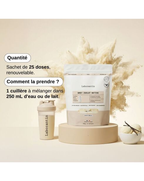 Native Protein Isolate Vanilla - Cura para el desarrollo muscular, 25 dosis, 3000 ml