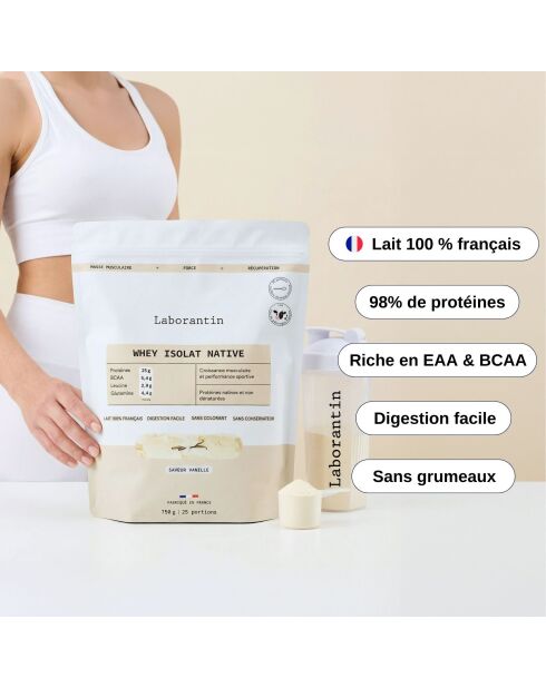 Native Protein Isolate Vanilla - Cura para el desarrollo muscular, 25 dosis, 3000 ml