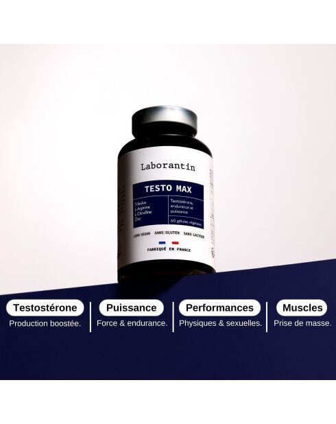 Testo Max - Cure booster de testostérone 60 gélules - 100 ml