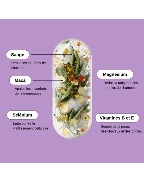Menopausia + - Cura de la premenopausia y la menopausia 60 cápsulas - 100 ml