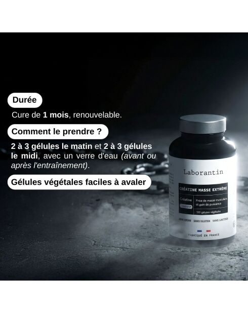 Creatine Mass Extreme - Kuur voor massatoename 120 capsules - 200 ml