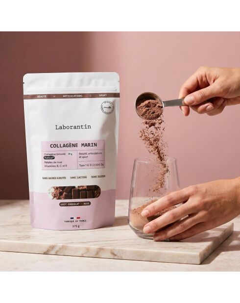 Collagène en poudre - Goût Chocolat - Cure Beauté peau, cheveux et ongles 30 doses - 1000 ml