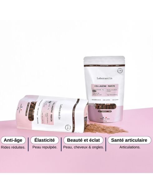 Collagène en poudre - Goût Chocolat - Cure Beauté peau, cheveux et ongles 30 doses - 1000 ml