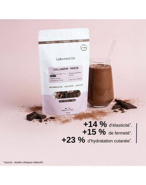 Collagène en poudre - Goût Chocolat - Cure Beauté peau, cheveux et ongles 30 doses - 1000 ml