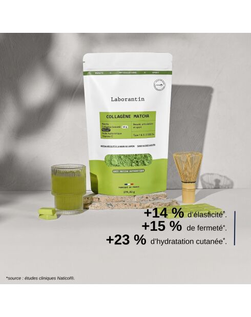 Collagène Matcha en poudre - Cure beauté et énergie 24 à 48 doses - 1000 ml