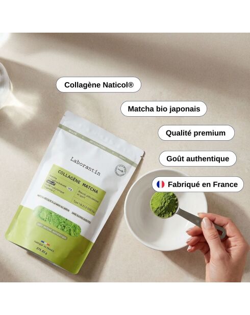Collagène Matcha en poudre - Cure beauté et énergie 24 à 48 doses - 1000 ml
