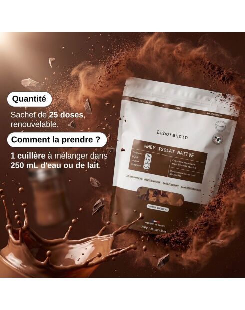 Natives Proteinisolat Schokolade — Massenzunahmekur 25 Dosen — 3000 ml