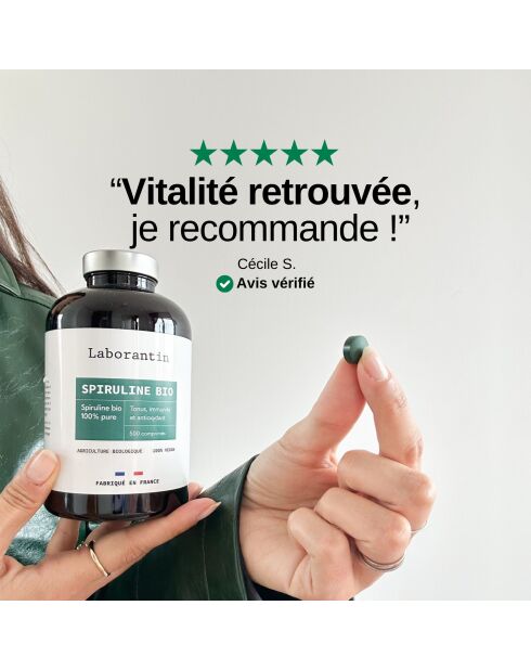 Biologische spirulina - Toon- en energiekuur 500 tabletten - 500 ml