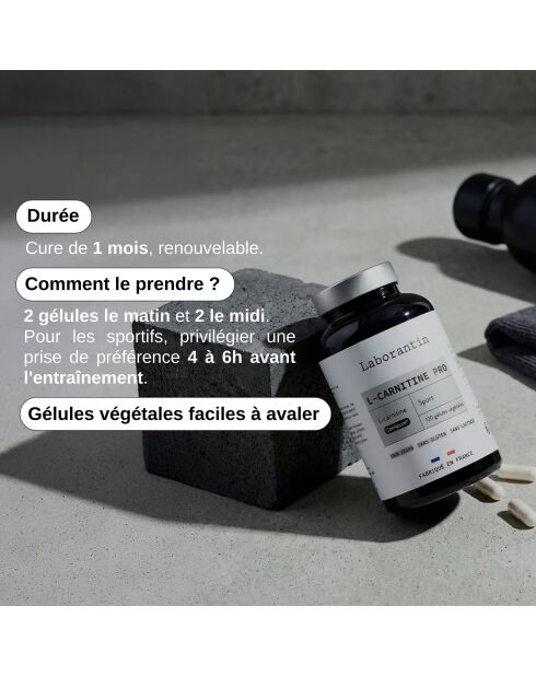 L-Carnitine Pro - Cure sèche et énergie 120 gélules - 200 ml