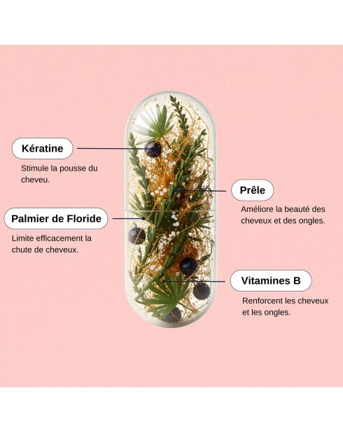 Complejo para cabello y uñas - Cura el crecimiento y el fortalecimiento 60 cápsulas - 100 ml