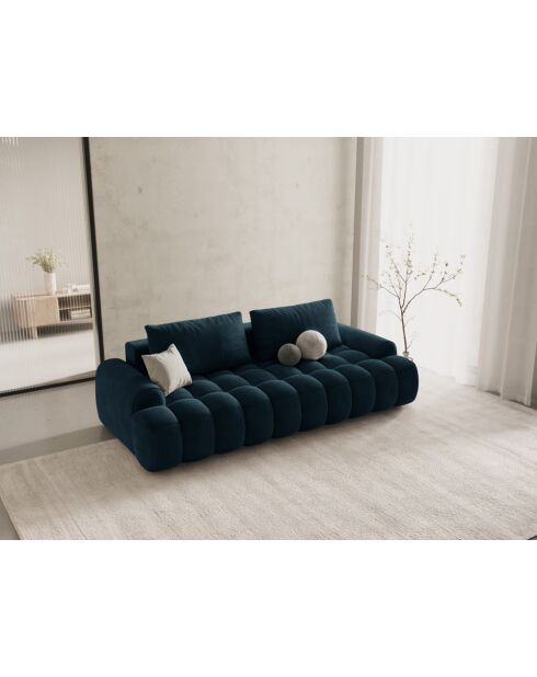 Omvormbare fluwelen bank met opbergbox 4 zitplaatsen diep petrol - 250x100x84cm