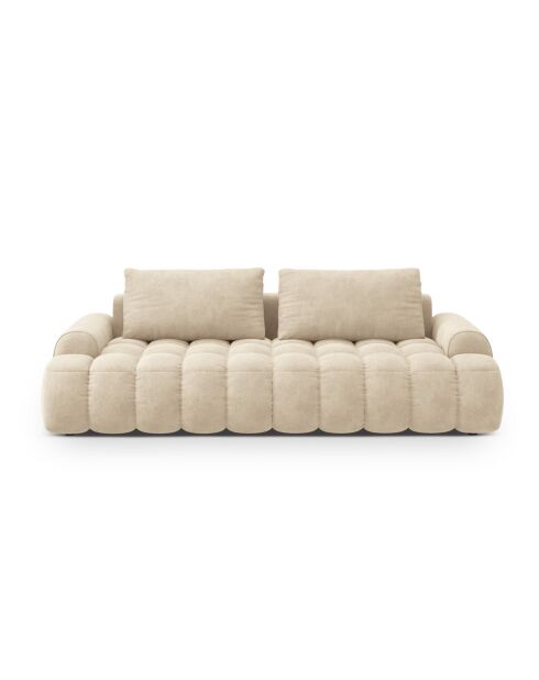 Ausziehbares Samtsofa mit 4-Sitzer-Stauraum hellbeige - 250x100x84 cm