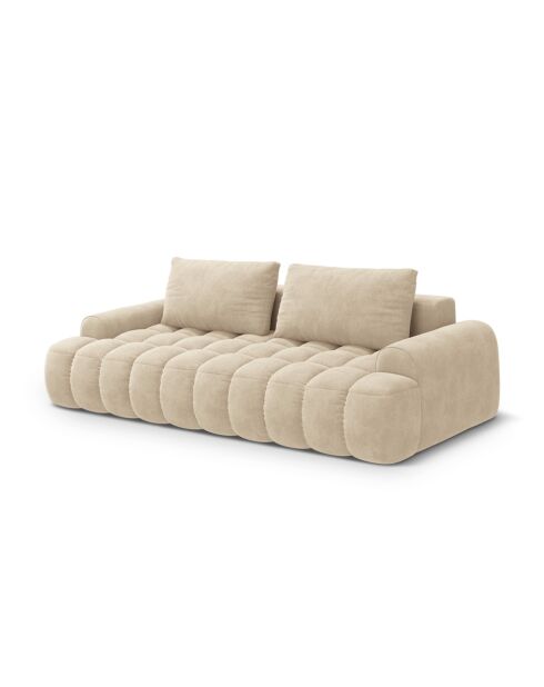Ausziehbares Samtsofa mit 4-Sitzer-Stauraum hellbeige - 250x100x84 cm