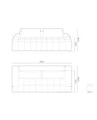 Ausziehbares 4-Sitzer-Sofa in Burgunderrot mit Stauraum — 250x100x84 cm