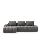 Wandelbares linkes Ecksofa aus Samt mit Stauraum für 3 Sitze, grau - 275x142x84 cm