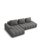 Wandelbares linkes Ecksofa aus Samt mit Stauraum für 3 Sitze, grau - 275x142x84 cm