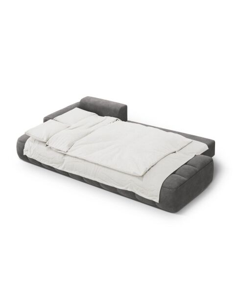 Wandelbares linkes Ecksofa aus Samt mit Stauraum für 3 Sitze, grau - 275x142x84 cm