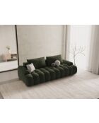 Divano trasformabile in velluto con contenitore a 4 posti verde - 250x100x84 cm