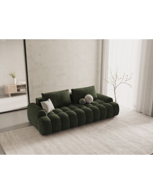 Divano trasformabile in velluto con contenitore a 4 posti verde - 250x100x84 cm