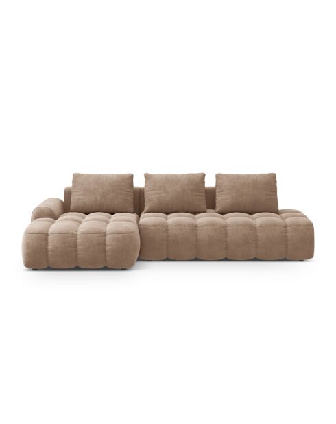 Wandelbares linkes Ecksofa aus Samt mit 3-Sitzer-Stauraum, dunkelbeige — 275 x 142 x 84 cm