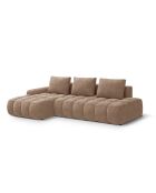 Wandelbares linkes Ecksofa aus Samt mit 3-Sitzer-Stauraum, dunkelbeige — 275 x 142 x 84 cm