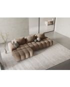 Wandelbares linkes Ecksofa aus Samt mit 3-Sitzer-Stauraum, dunkelbeige — 275 x 142 x 84 cm