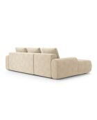 Wandelbares linkes Ecksofa aus Samt mit 3-Sitzer-Stauraum, hellbeige — 275 x 142 x 84 cm