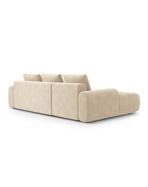 Wandelbares linkes Ecksofa aus Samt mit 3-Sitzer-Stauraum, hellbeige — 275 x 142 x 84 cm