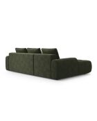 Omvormbare fluwelen linkerhoekbank met groene 3-zits opbergbox - 275x142x84 cm