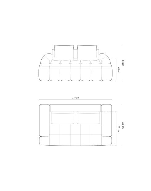 Sofá 2 plazas de terciopelo deep petrol - 175x100x84 cm
