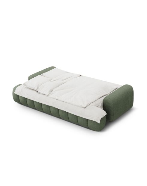 Divano letto con contenitore a 4 posti in verde oliva scuro - 250x100x84 cm