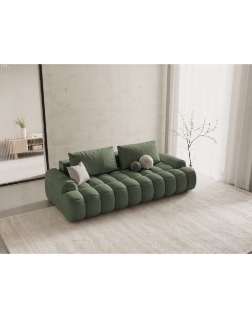 Divano letto con contenitore a 4 posti in verde oliva scuro - 250x100x84 cm