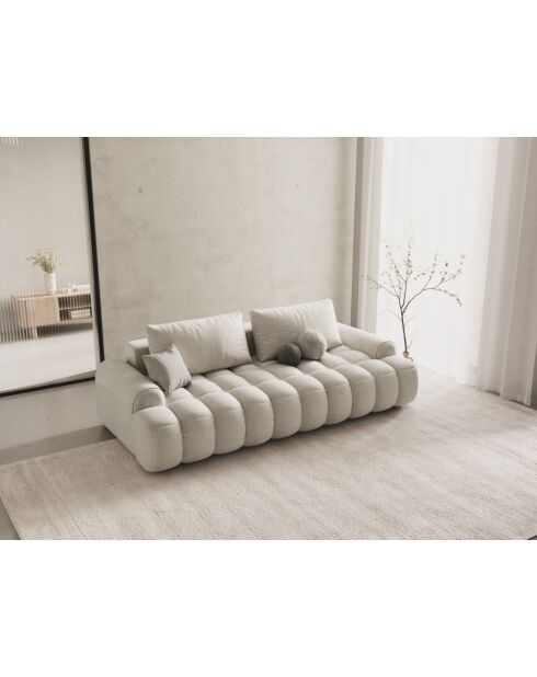 Beiges ausziehbares Sofa mit 4-Sitzer-Stauraum - 250x100x84 cm