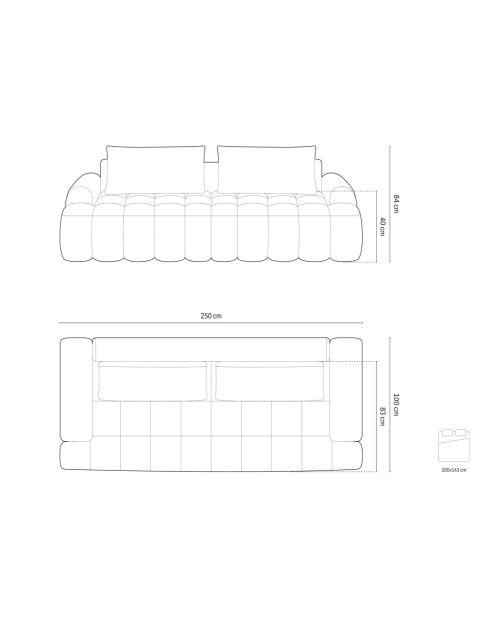 Beiges ausziehbares Sofa mit 4-Sitzer-Stauraum - 250x100x84 cm
