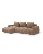 Wandelbares linkes Ecksofa aus Samt mit 3-Sitzer-Stauraum, dunkelbeige — 275 x 142 x 84 cm