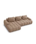Wandelbares linkes Ecksofa aus Samt mit 3-Sitzer-Stauraum, dunkelbeige — 275 x 142 x 84 cm