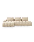 Wandelbares rechtes Ecksofa aus Samt mit 3-Sitzer-Stauraum, hellbeige — 275 x 142 x 84 cm