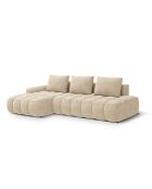 Wandelbares rechtes Ecksofa aus Samt mit 3-Sitzer-Stauraum, hellbeige — 275 x 142 x 84 cm