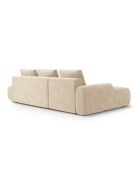 Wandelbares rechtes Ecksofa aus Samt mit 3-Sitzer-Stauraum, hellbeige — 275 x 142 x 84 cm