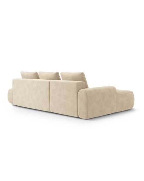 Wandelbares rechtes Ecksofa aus Samt mit 3-Sitzer-Stauraum, hellbeige — 275 x 142 x 84 cm