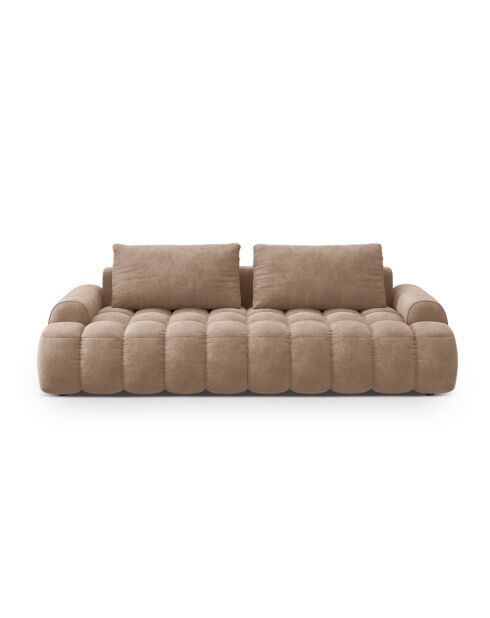 Ausziehbares Samtsofa mit 4-Sitzer-Aufbewahrungsbox dunkelbeige - 250x100x84 cm
