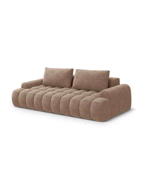 Ausziehbares Samtsofa mit 4-Sitzer-Aufbewahrungsbox dunkelbeige - 250x100x84 cm