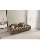Ausziehbares Samtsofa mit 4-Sitzer-Aufbewahrungsbox dunkelbeige - 250x100x84 cm