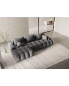 Wandelbares rechtes Ecksofa aus Samt mit Stauraum für 3 Sitze grau - 275x142x84 cm