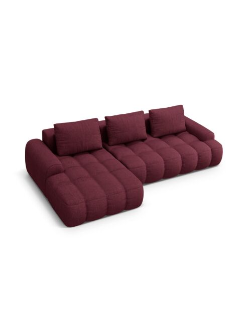 Canapé d'angle droit convertible avec coffre de rangement 3 places bordeaux - 275x142x84 cm