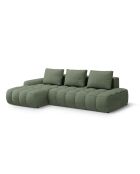 Divano angolare destro trasformabile con contenitore 3 posti verde oliva scuro - 275x142x84 cm